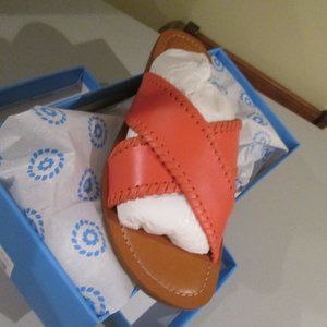 NWT JACK ROGERS Coral Sloane X-band Leather Sandals Cushioned Foot Bed NIB sz 9